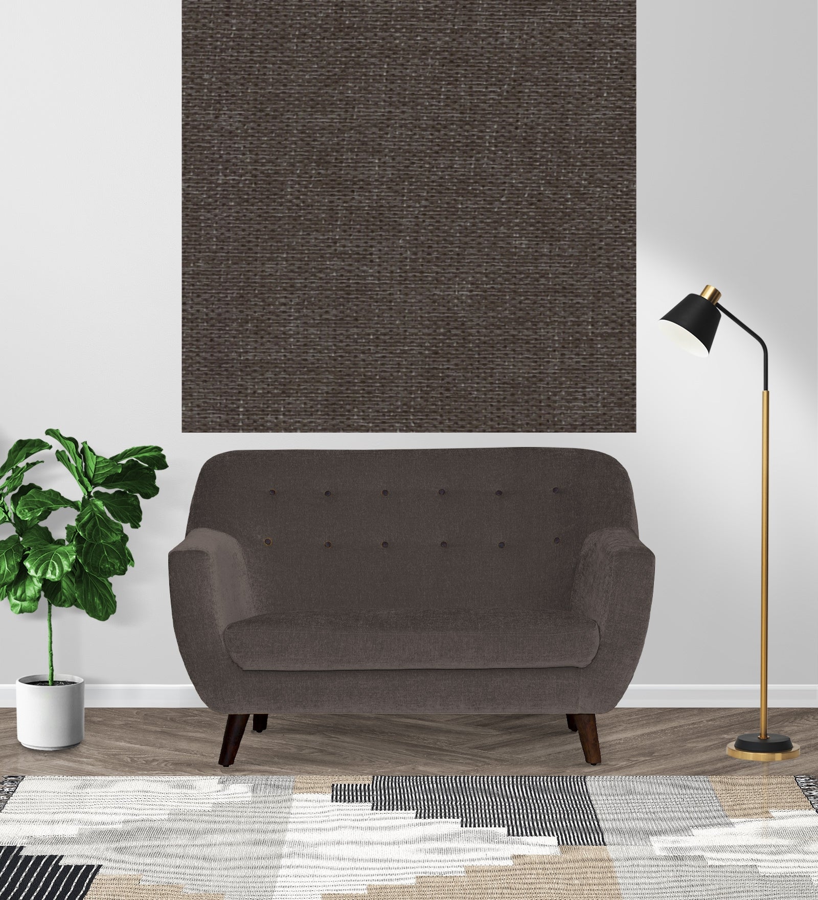 Omega Poly Cotton Fabric Caspa Brown Colour - Febonic Living