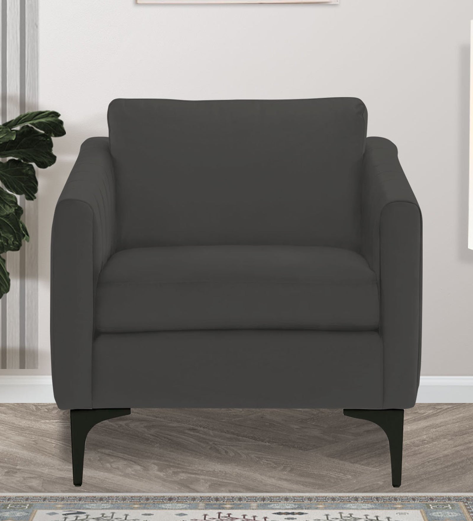 Haru Velvet 1 Seater Sofa In Hory Grey Colour - Febonic Living
