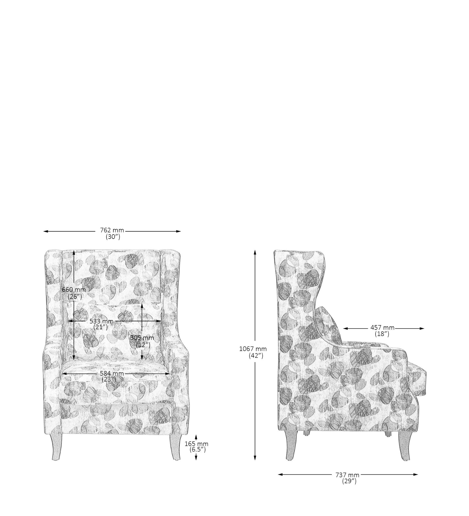 Peter Floral Print Fabric Wing Chair In Multi Colour - Febonic Living
