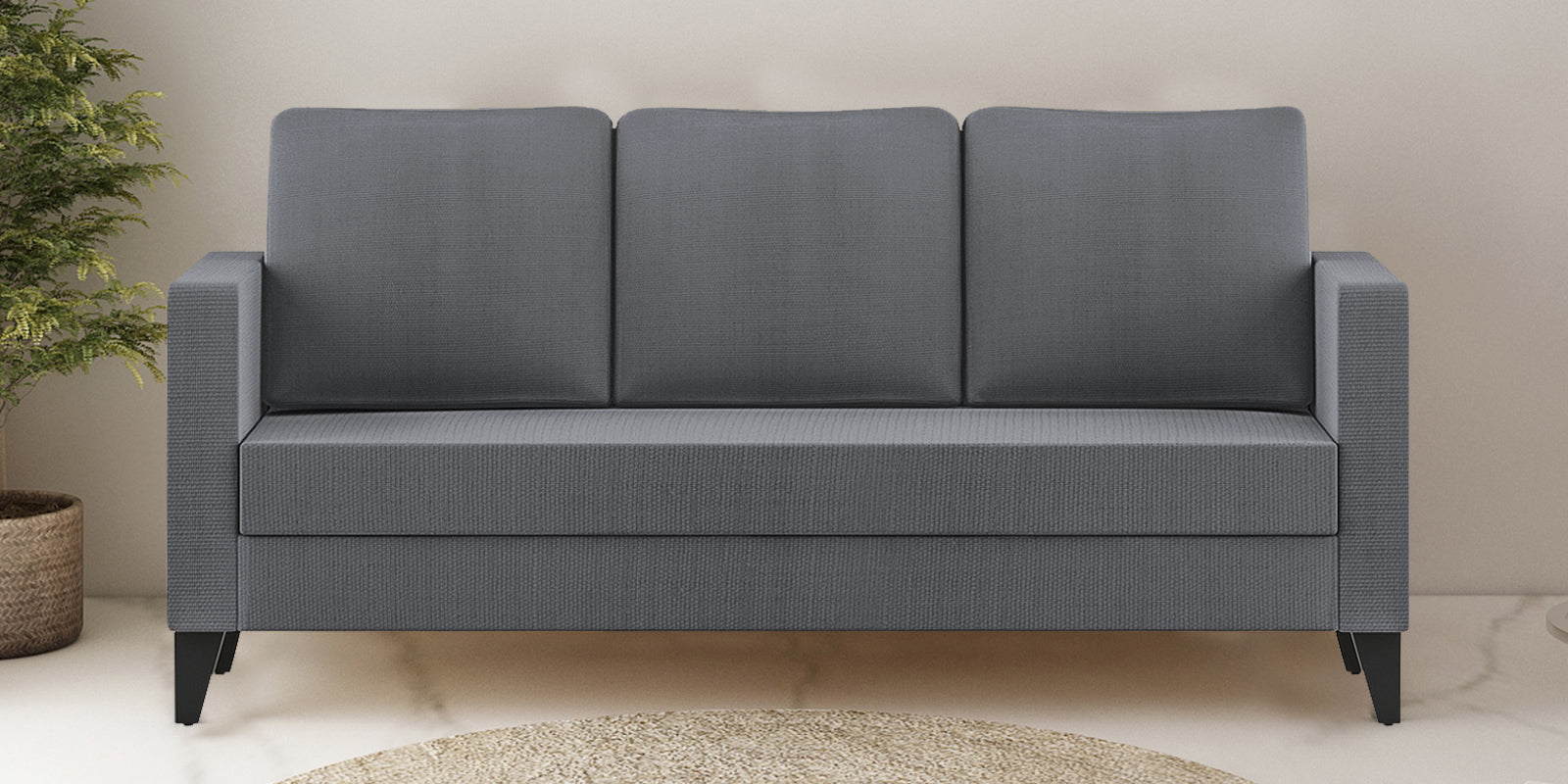 Nori Fabric 3 Seater Sofa In Maba Grey Colour - Febonic Living