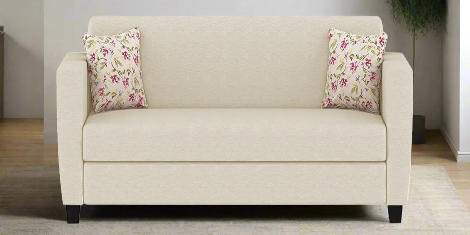 Gozi Fabric 2 Seater Sofa In Ivory Cream Colour Febonic Living