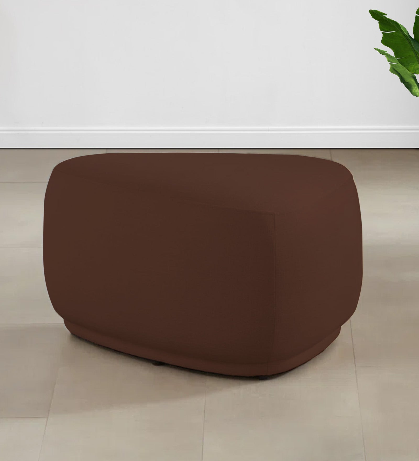 Nona Fabric Pouffe In Coffee Brown Colour - Febonic Living
