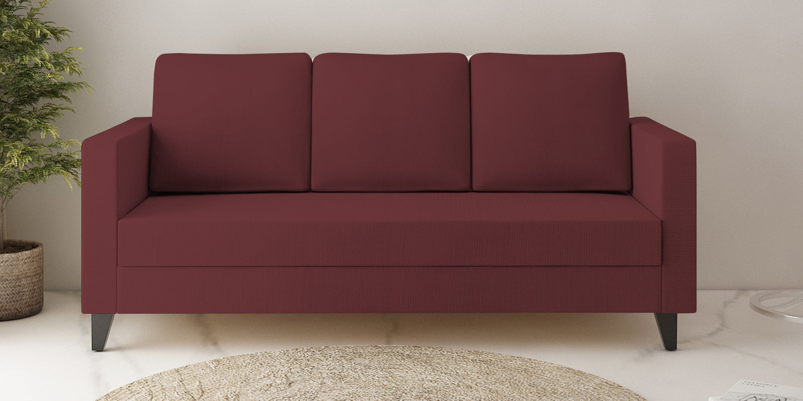 Nori Fabric 3 Seater Sofa In Blaze Red Colour - Febonic Living