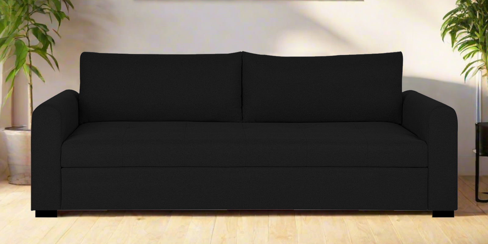 Sigma Fabric 3 Seater Sofa In Zed Black Colour - Febonic Living
