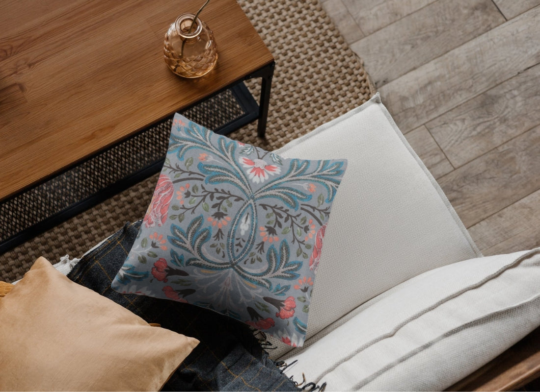 Velvet Digital Printed Fabric Multi Colour Blue 517 Code - Febonic Living