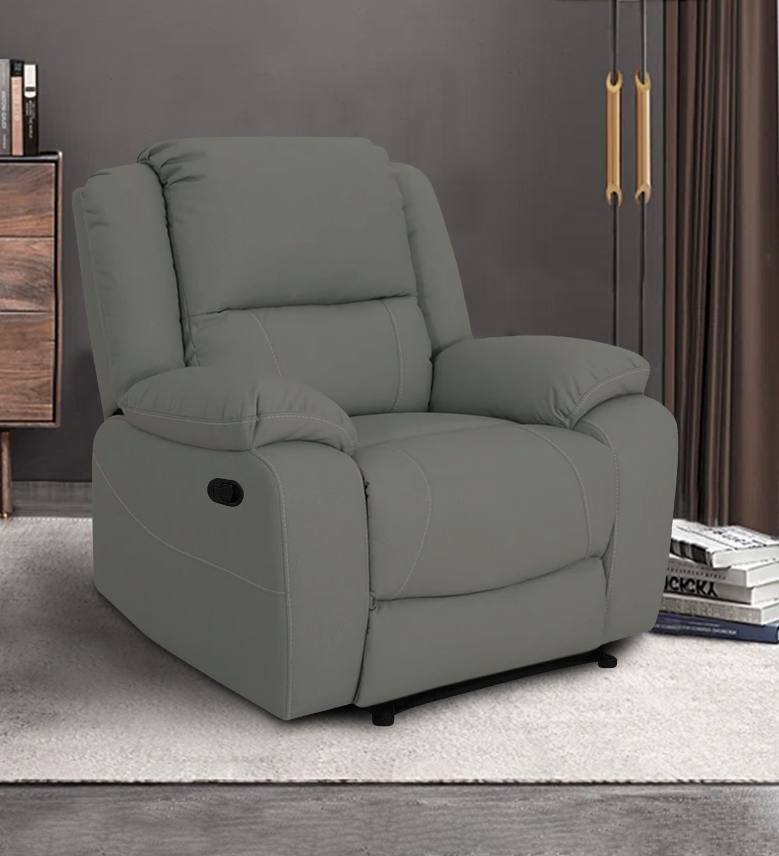 Adley Fabric 1 Seater Manual Recliner In Turtle Green Colour - Febonic Living