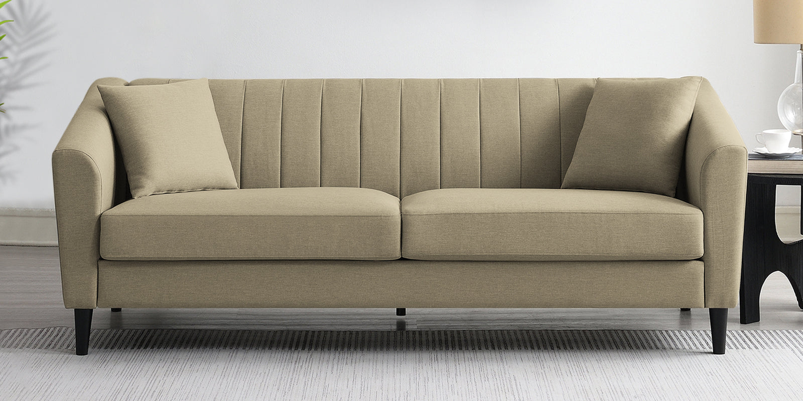 Polon Fabric 3 Seater Sofa In Honey Beige Colour - Febonic Living