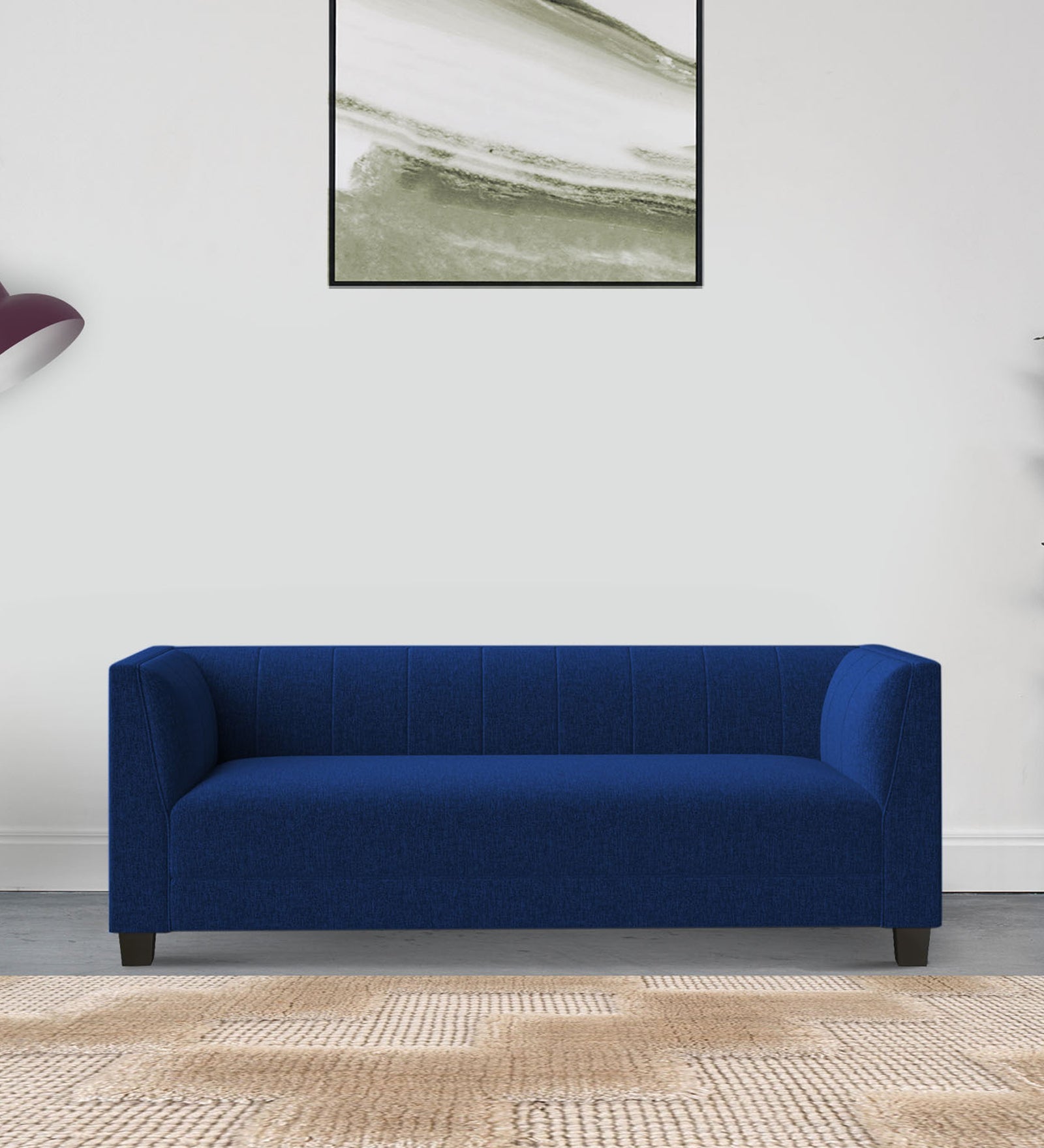 Chastin Fabric 3 Seater Sofa In Royal Blue Colour - Febonic Living