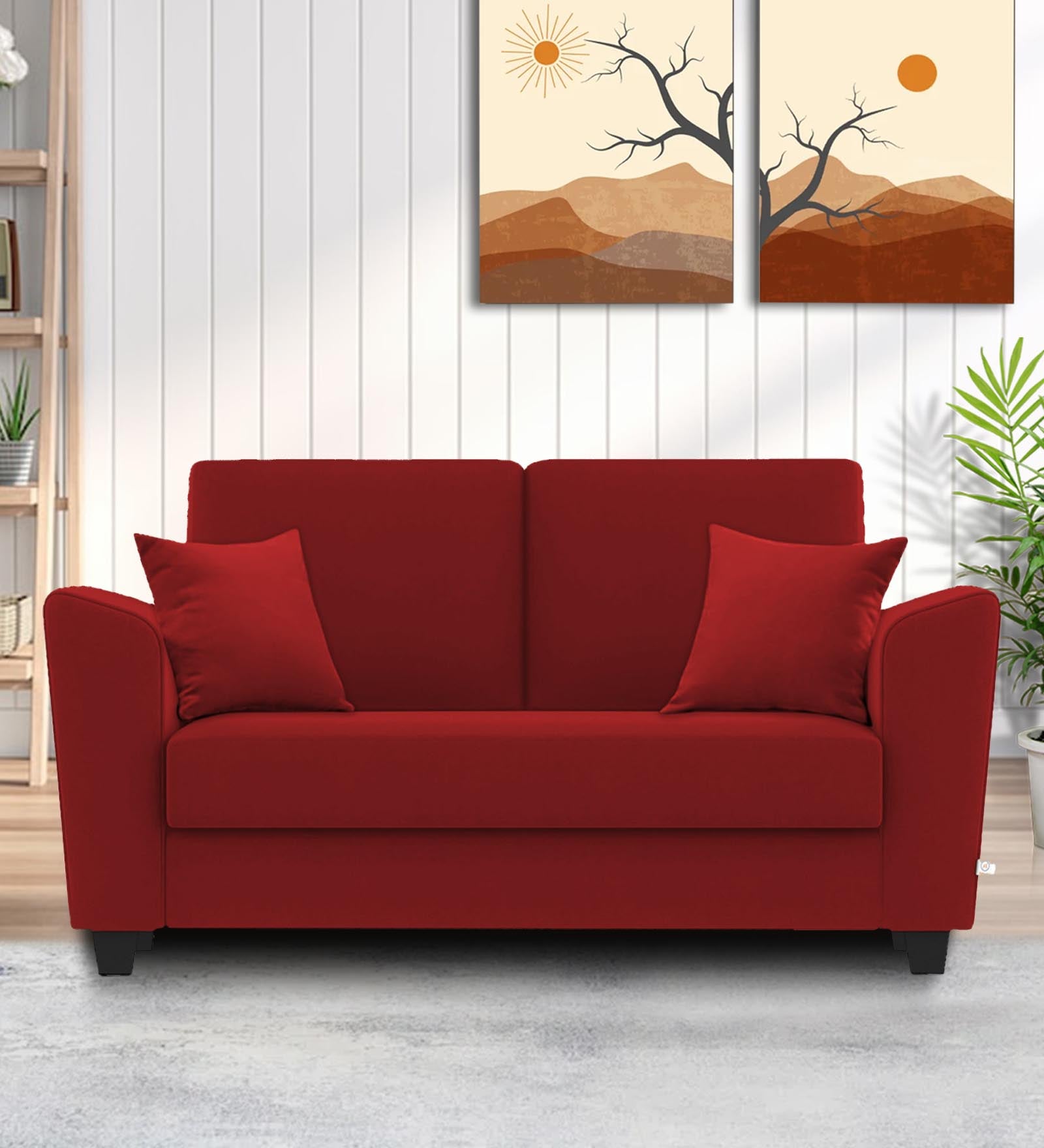 Daku Fabric 2 Seater Sofa In Blood Maroon Colour - Febonic Living