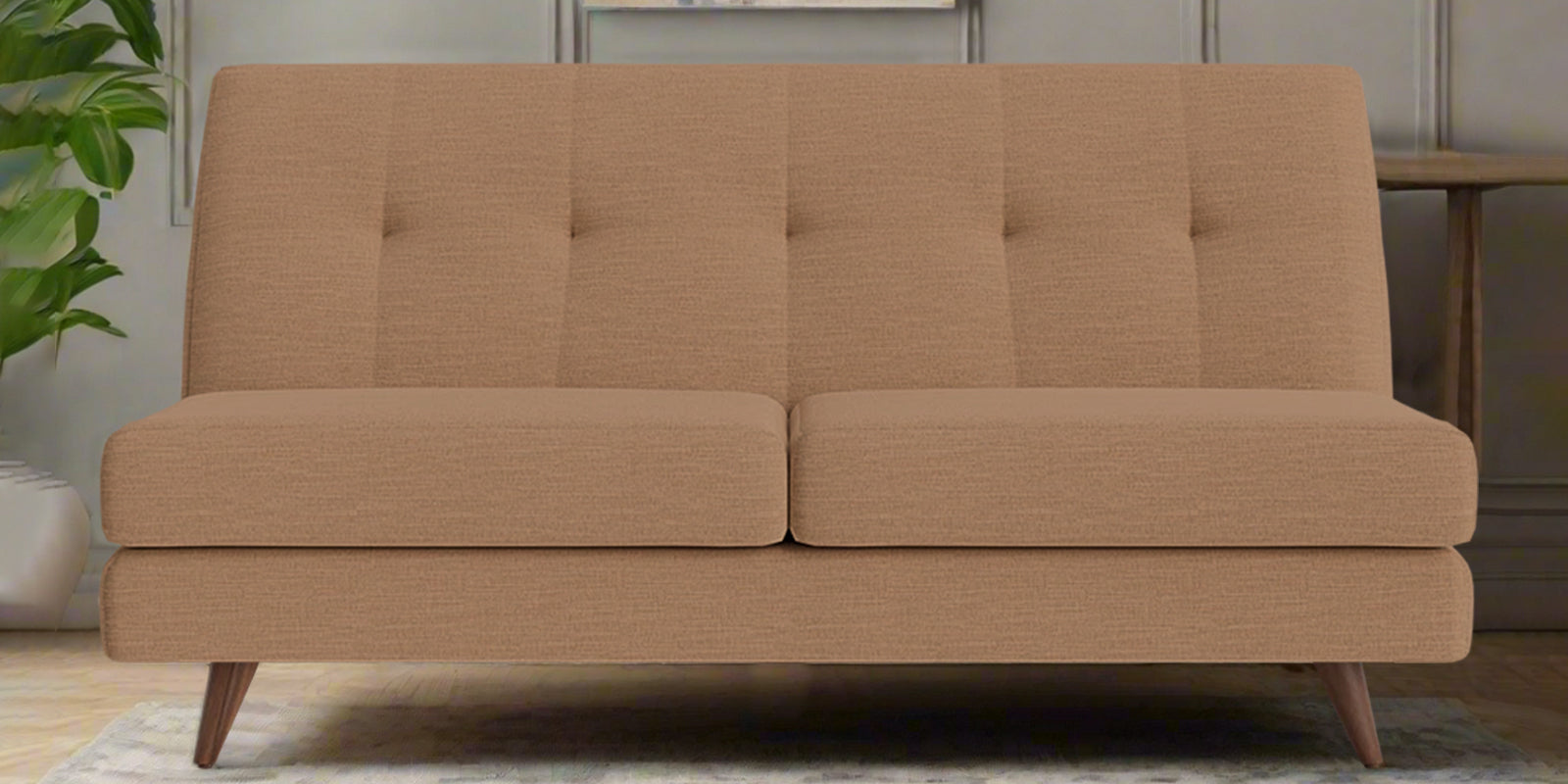 Jasmin Fabric 2 Seater Armless Sofa In Cosmic Beige Colour - Febonic Living
