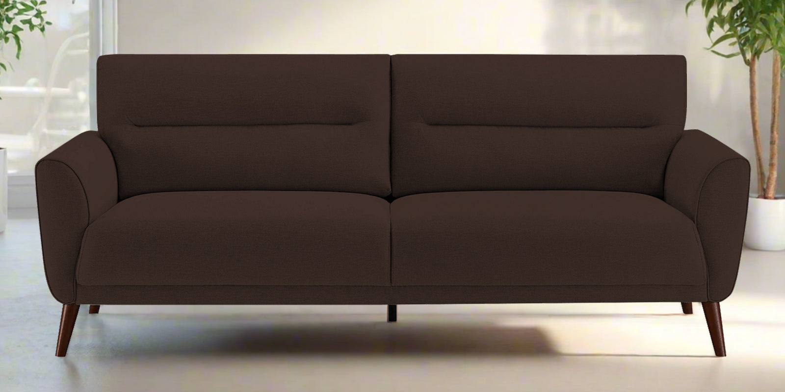 Castro Fabric 3 Seater Sofa In Coffee Brown Colour - Febonic Living