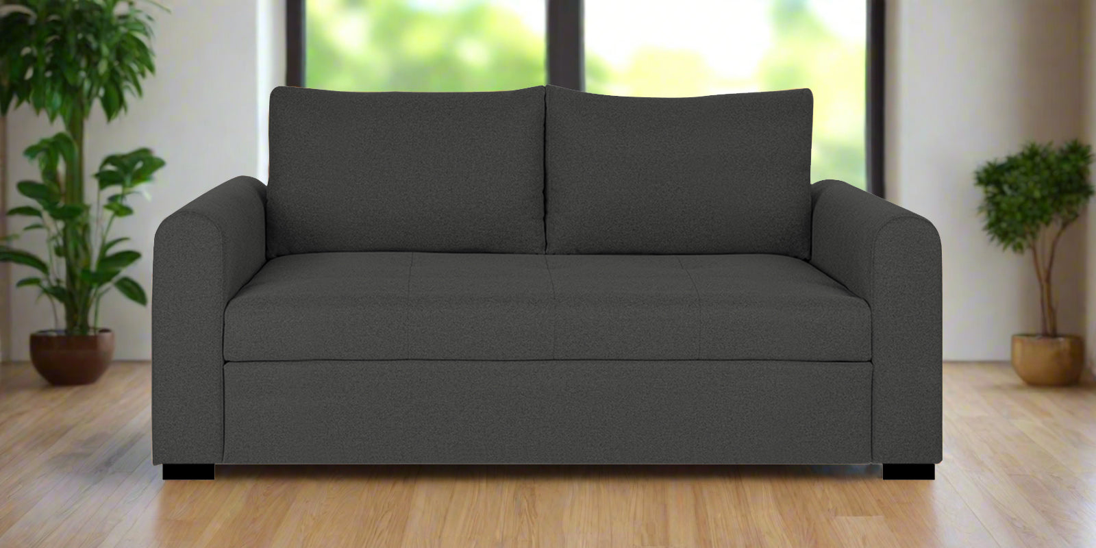Sigma Fabric 2 Seater Sofa In Charcoal Grey Colour - Febonic Living
