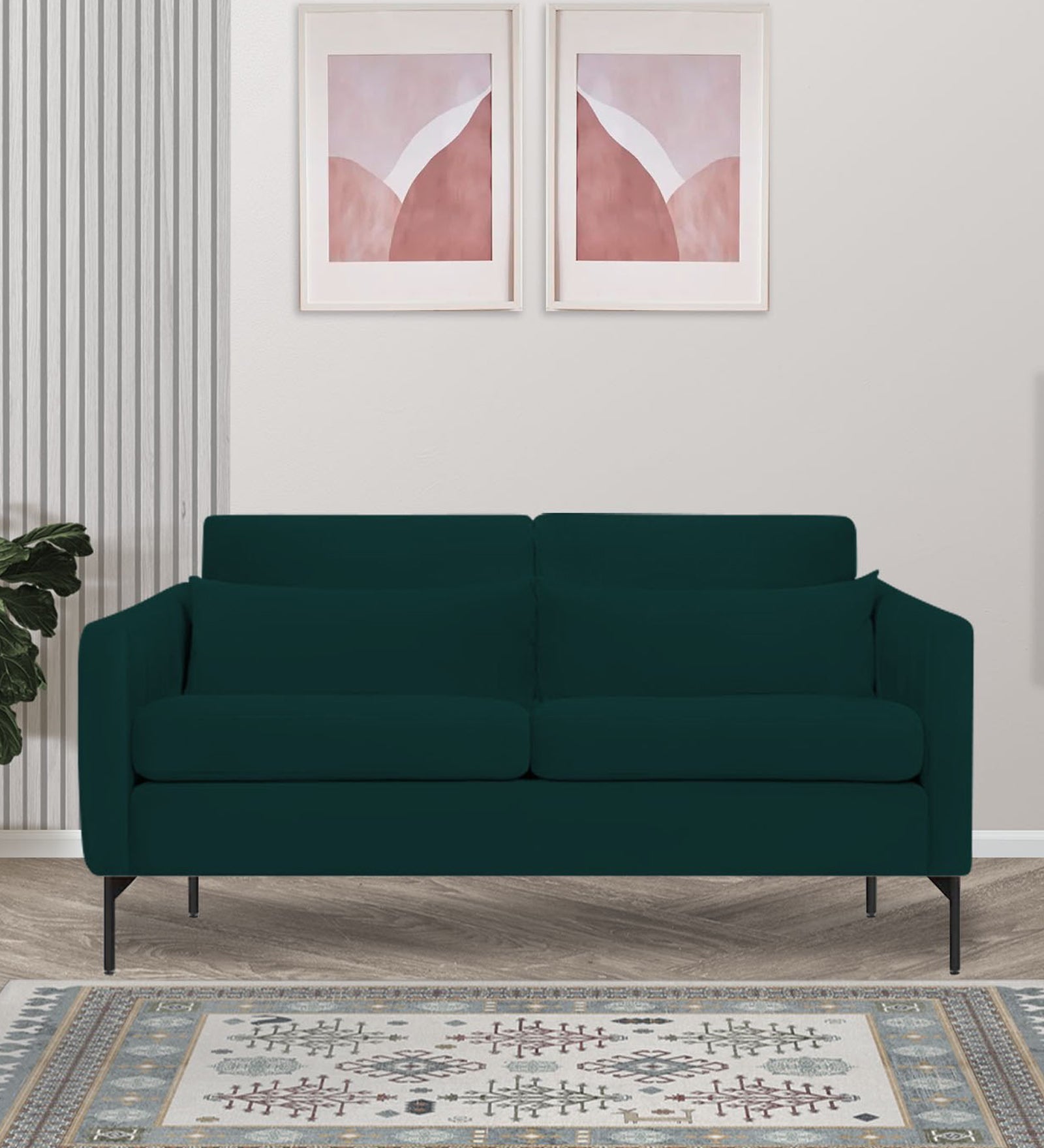 Haru Velvet 2 Seater Sofa In Forest Green Colour - Febonic Living