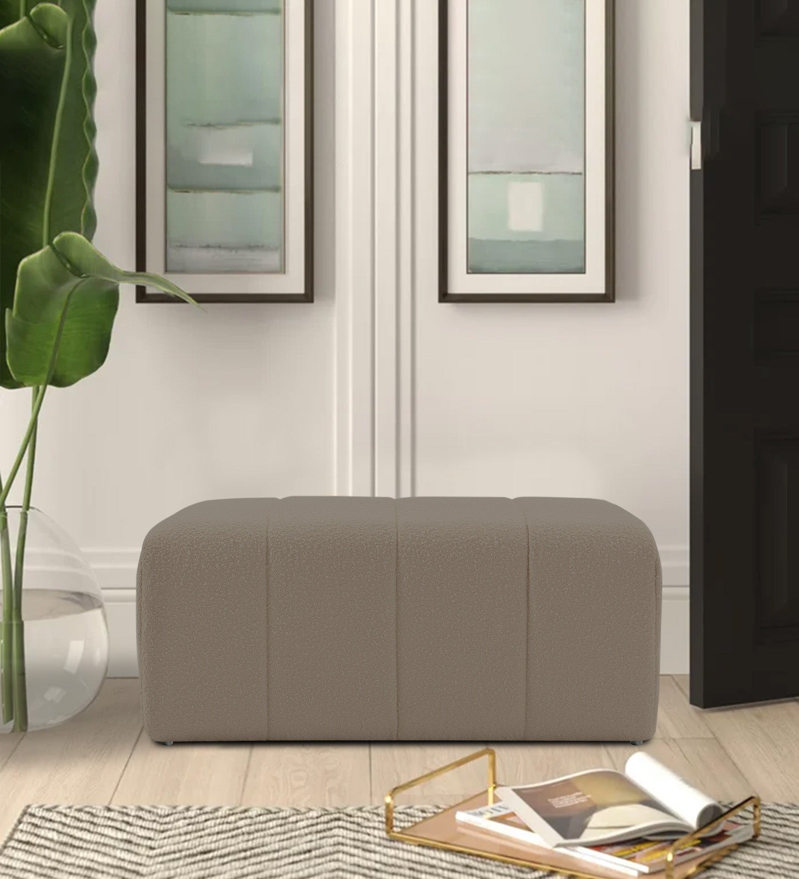 Lark Boucle Bench In Cement Beige Colour - Febonic Living