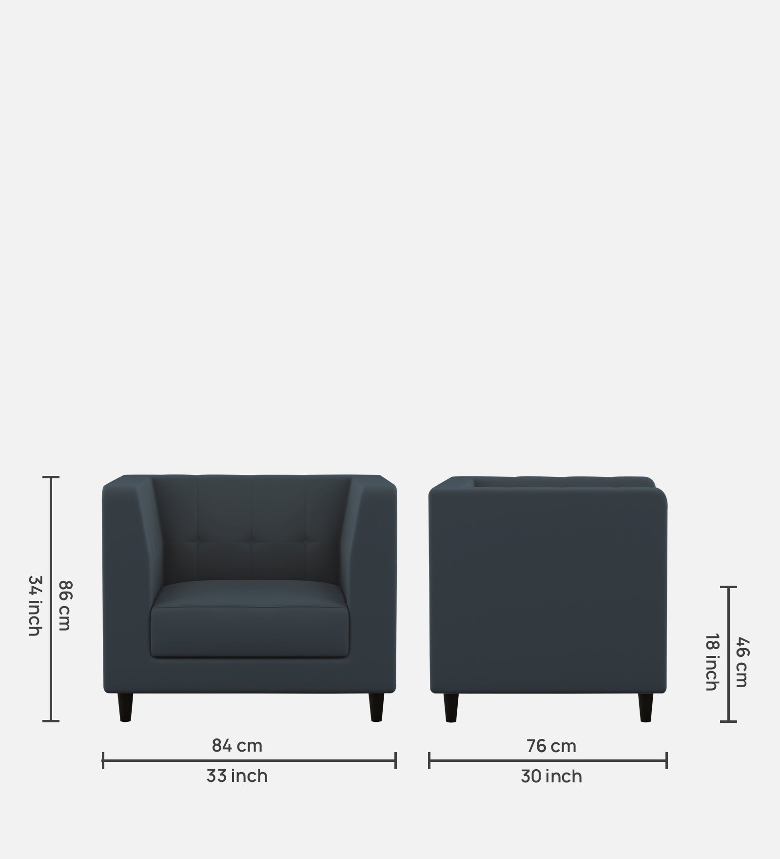 Braulia Velvet 1 Seater Sofa In Oxford Blue Colour - Febonic Living