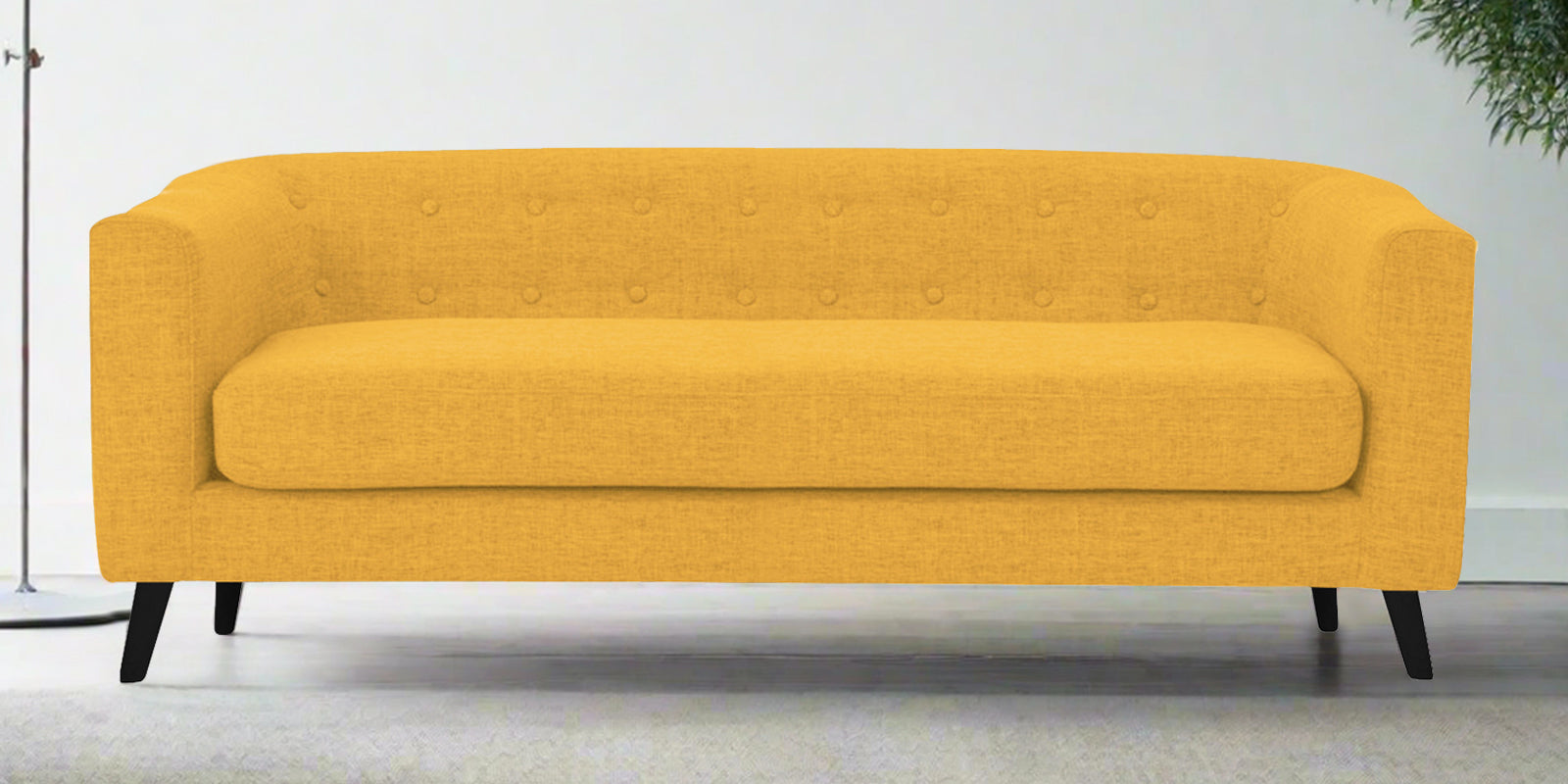 Casper Fabric 3 Seater Sofa In Bold Yellow Colour - Febonic Living
