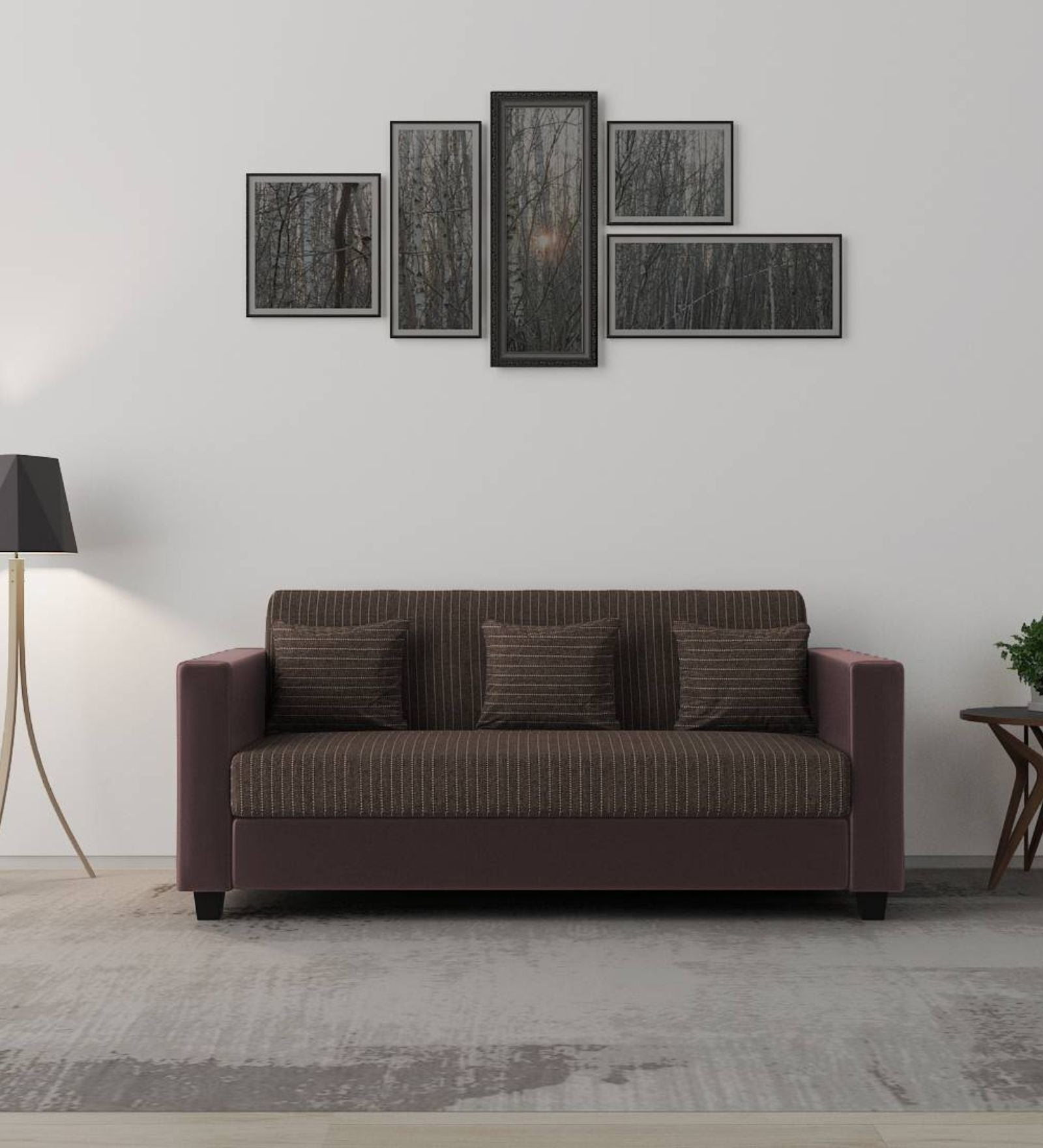 Baley Fabric 3 Seater Sofa In Lama Brown Colour - Febonic Living