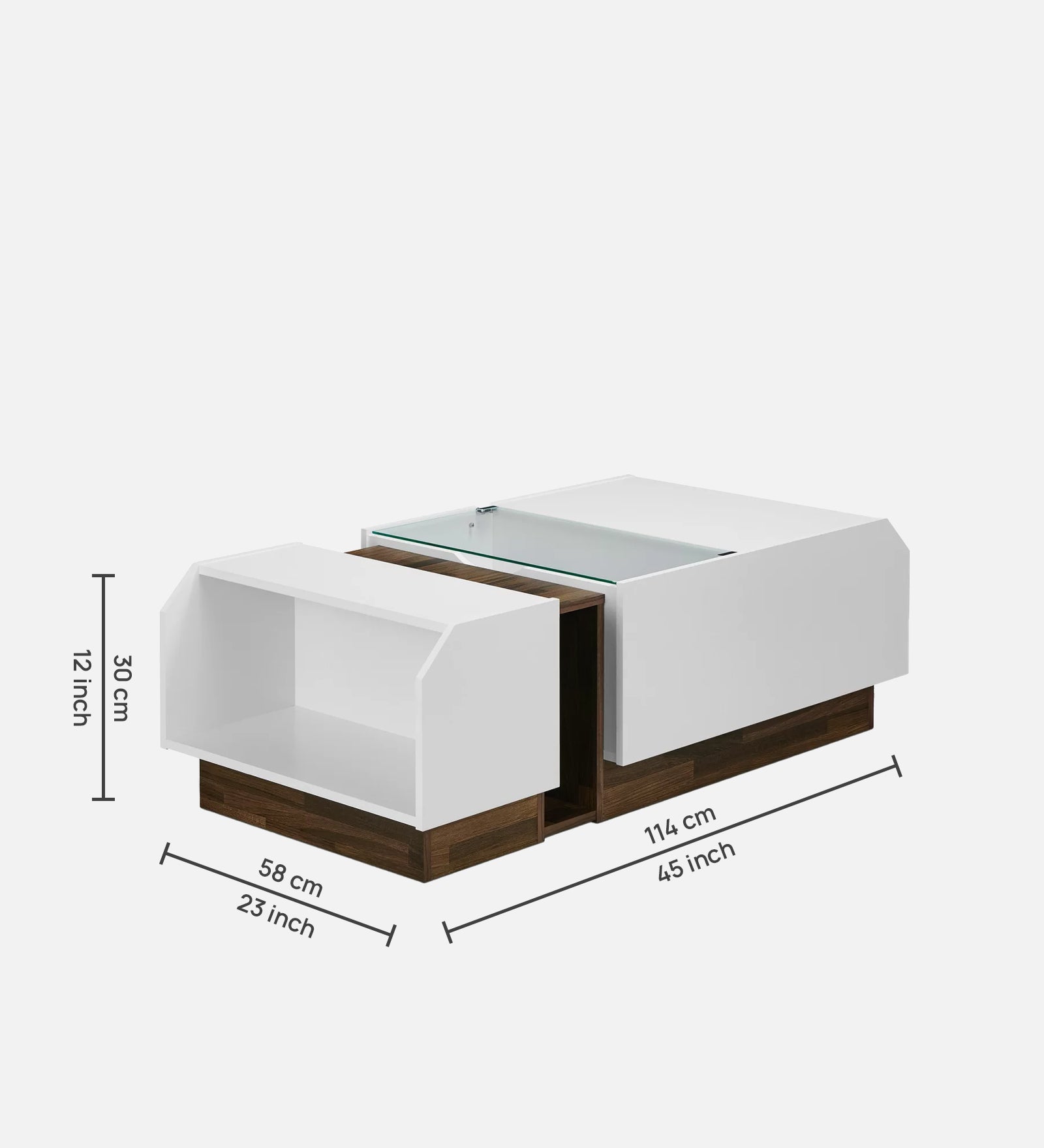 Pengu Coffee Table In Oral Wallnut & Frosty White Finish - Febonic Living