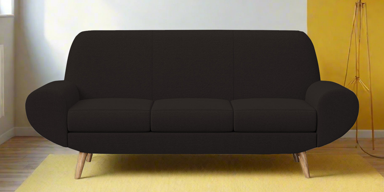 Jessy Fabric 3 Seater Sofa In Cara Brown Colour - Febonic Living