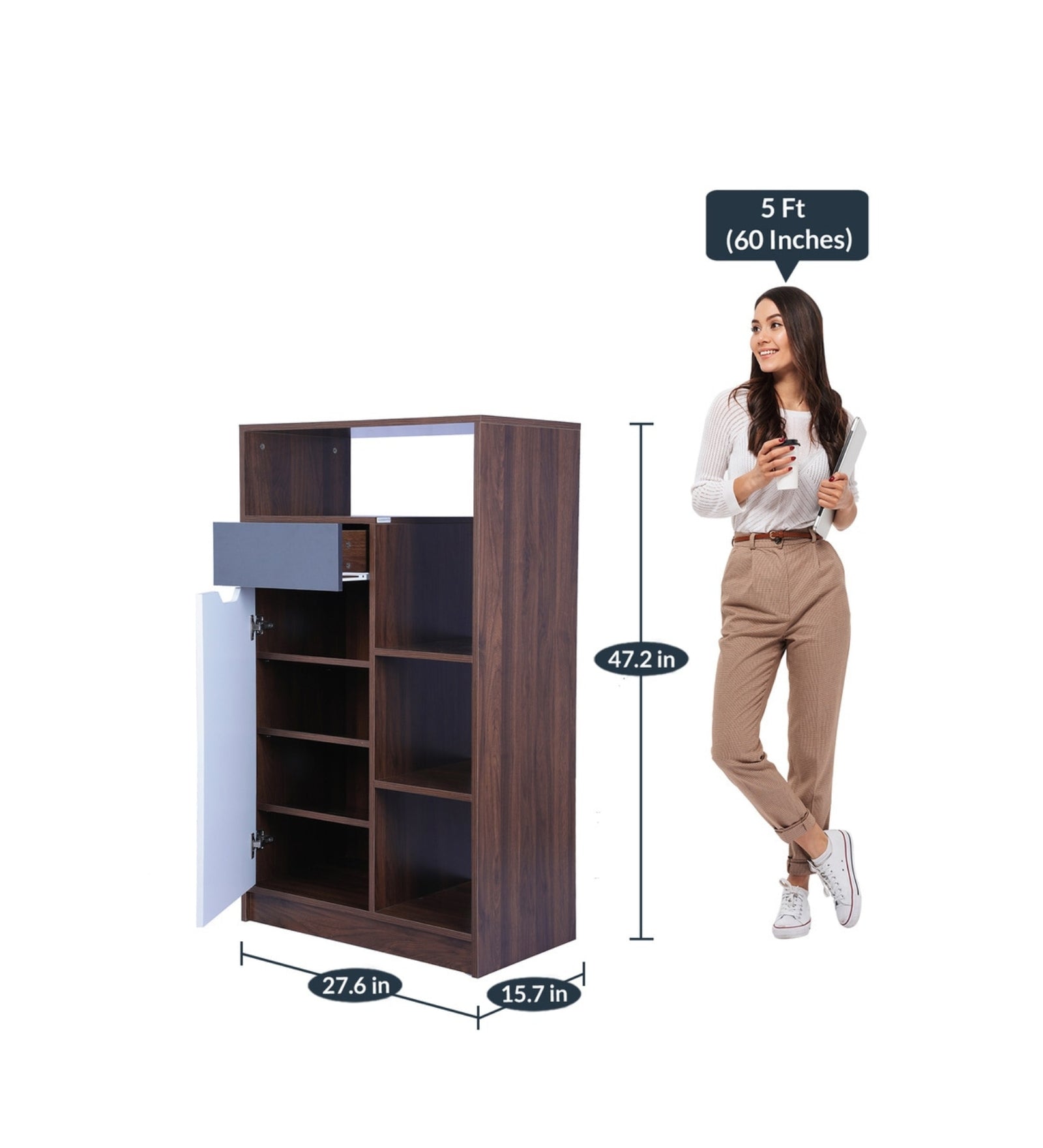 Elira Shoe Rack In Dark And Frosty White Finish - Febonic Living