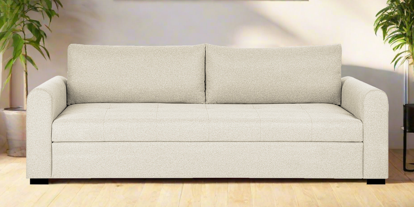 Sigma Fabric 3 Seater Sofa In Ivory Cream Colour - Febonic Living