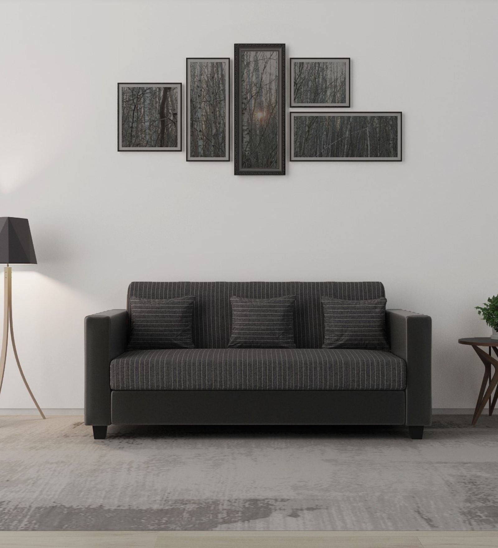 Baley Fabric 3 Seater Sofa In Lama Black Colour - Febonic Living