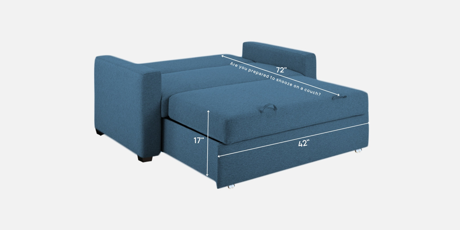 Lobby Fabric 2 Seater Pull Out Sofa Cum Bed In Light Blue Colour - Febonic Living