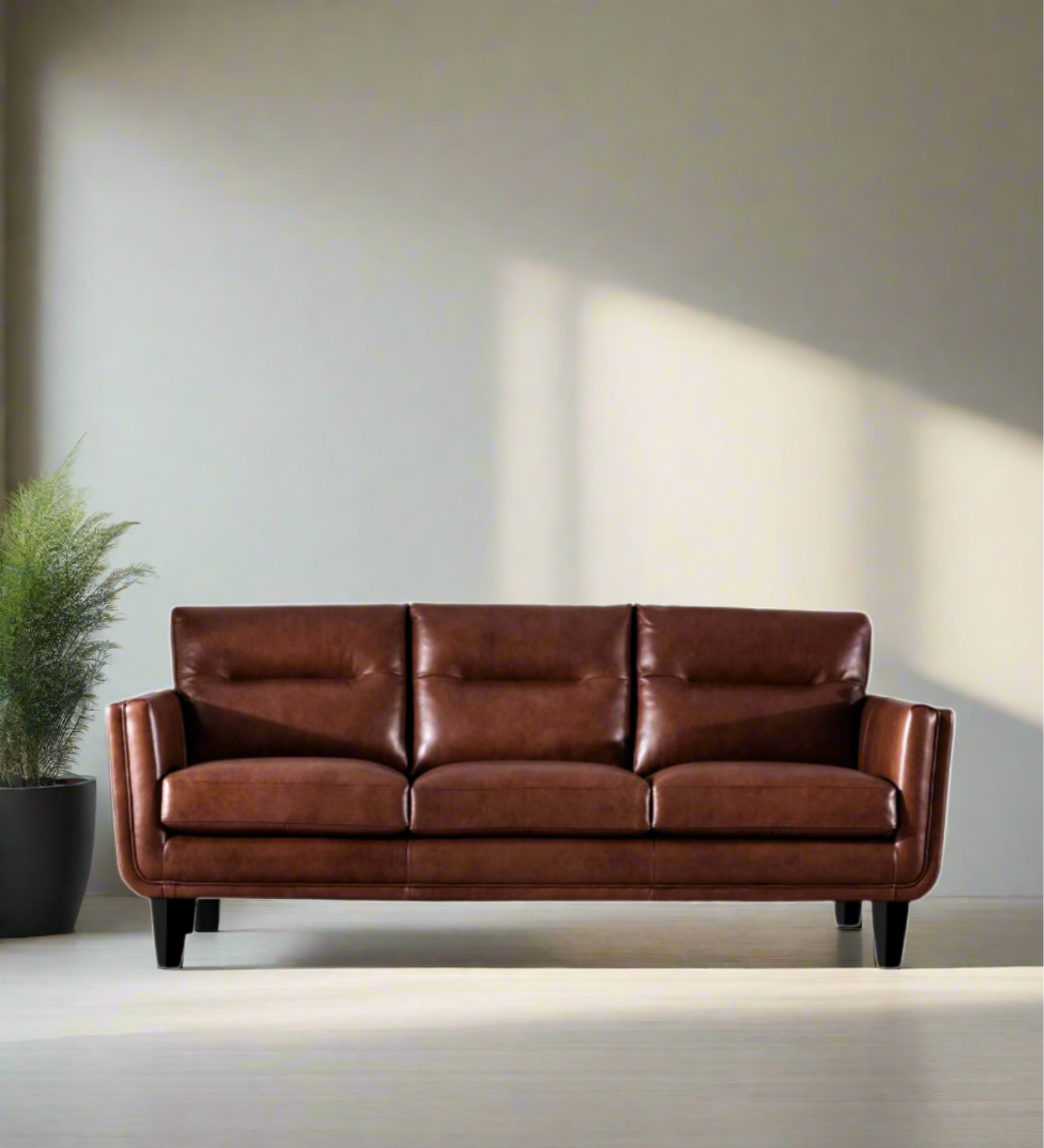 Kiko Leatherette 3 Seater Sofa In Lama Brown Colour - Febonic Living