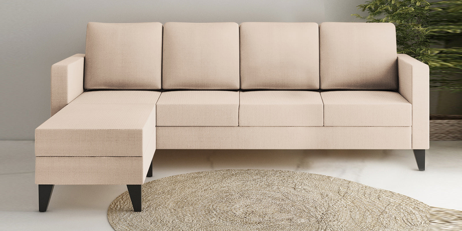 Nori Fabric RHS Sectional Sofa (3+Lounger) In Woom Beige Colour - Febonic Living