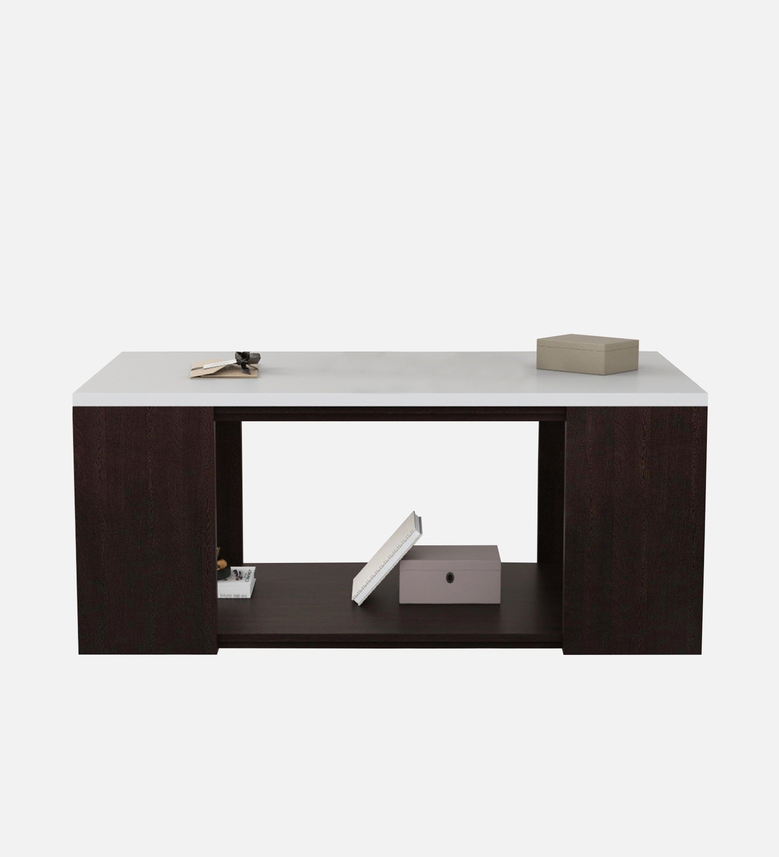 Misi Coffee Table In Dark Walnut & Frosty White Finish - Febonic Living