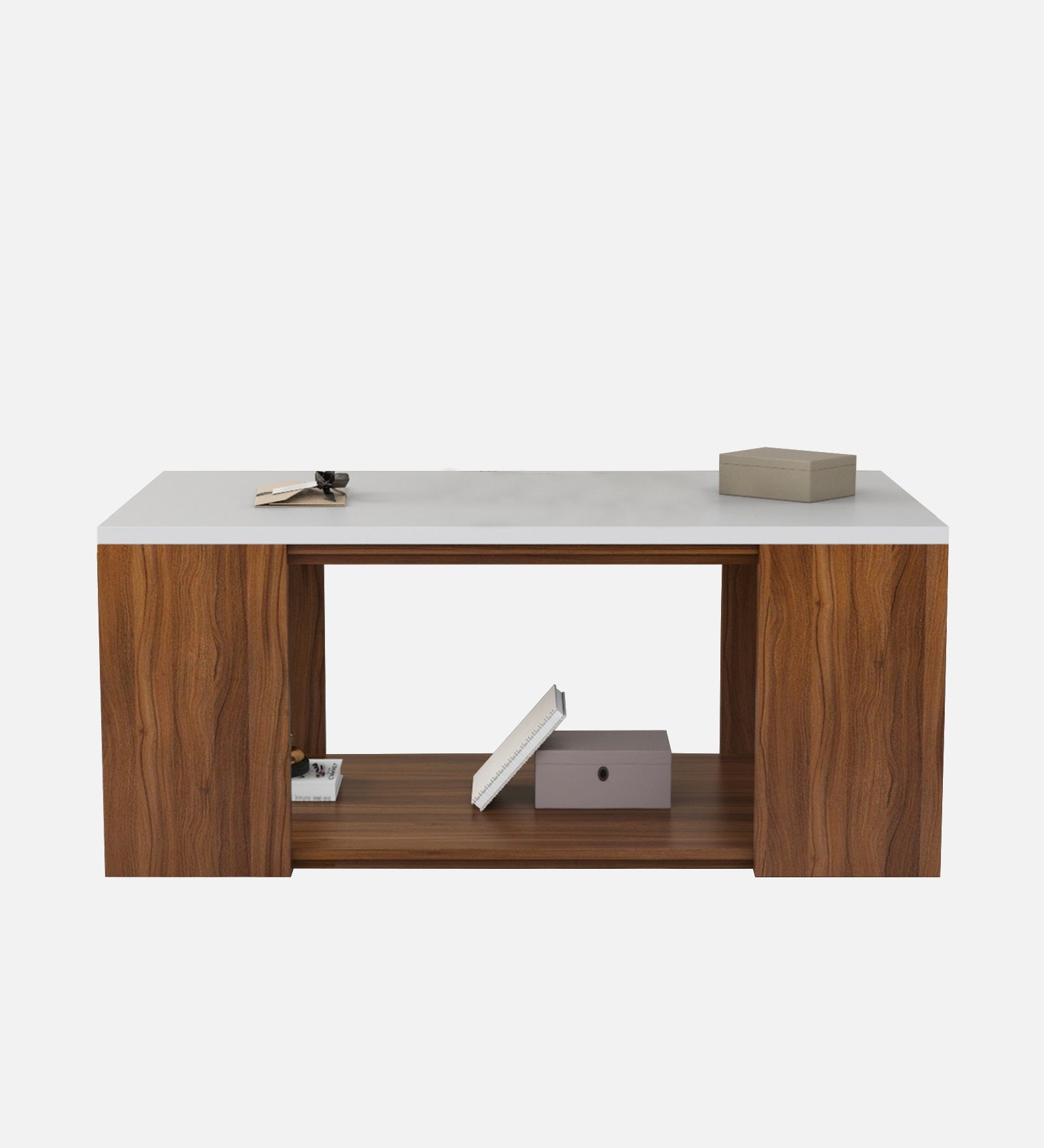 Misi Coffee Table In Oral Walnut & Frosty White Finish - Febonic Living