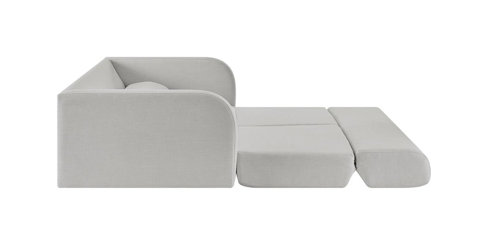 Rosa Fabric 3 Seater Foldable Sofa Cum Bed In Lit Grey Colour - Febonic Living