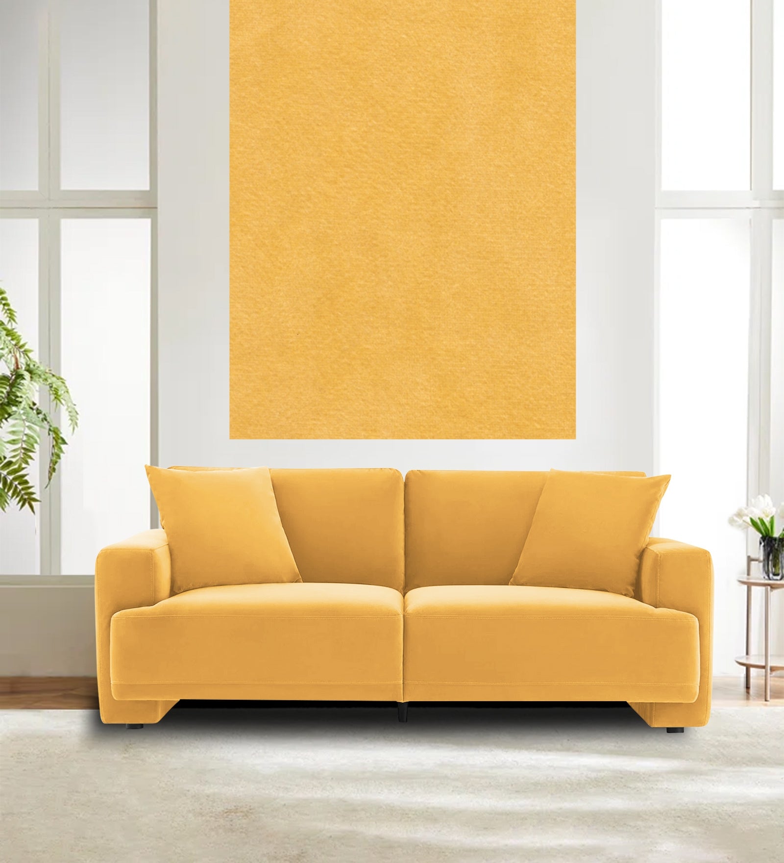 Velvet Mido Fabric Turmeric Yellow 147 Code - Febonic Living