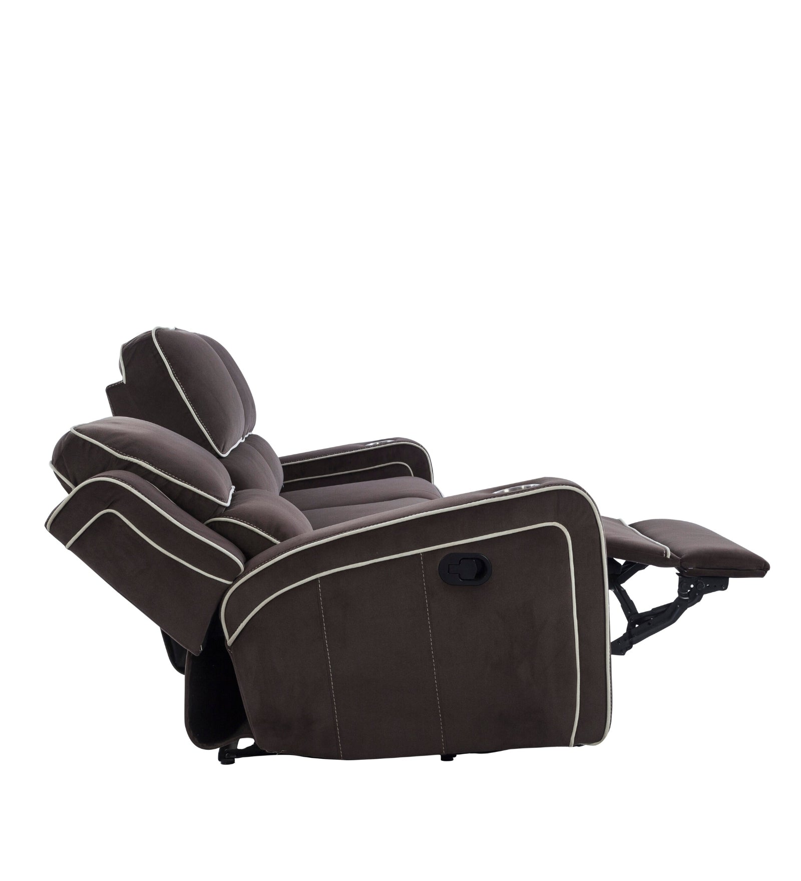 Wave Velvet 3 Seater Motorized Recliner In Mocha Brown Colour - Febonic Living