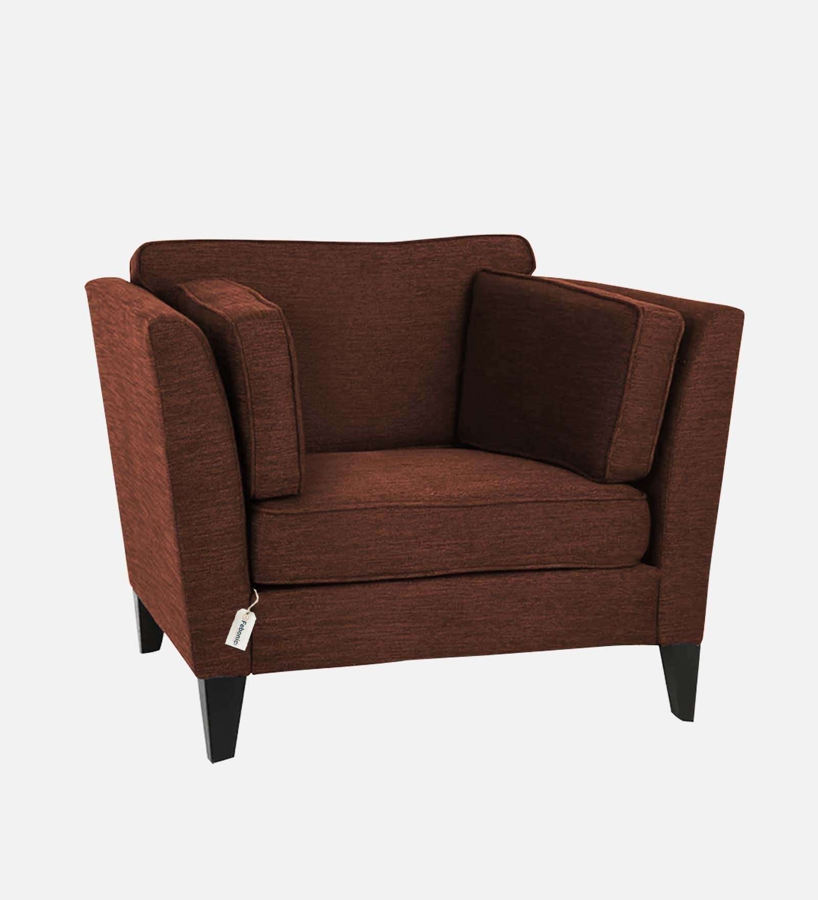 Nigar Fabric 1 Seater Sofa In Coffee Brown Colour - Febonic Living
