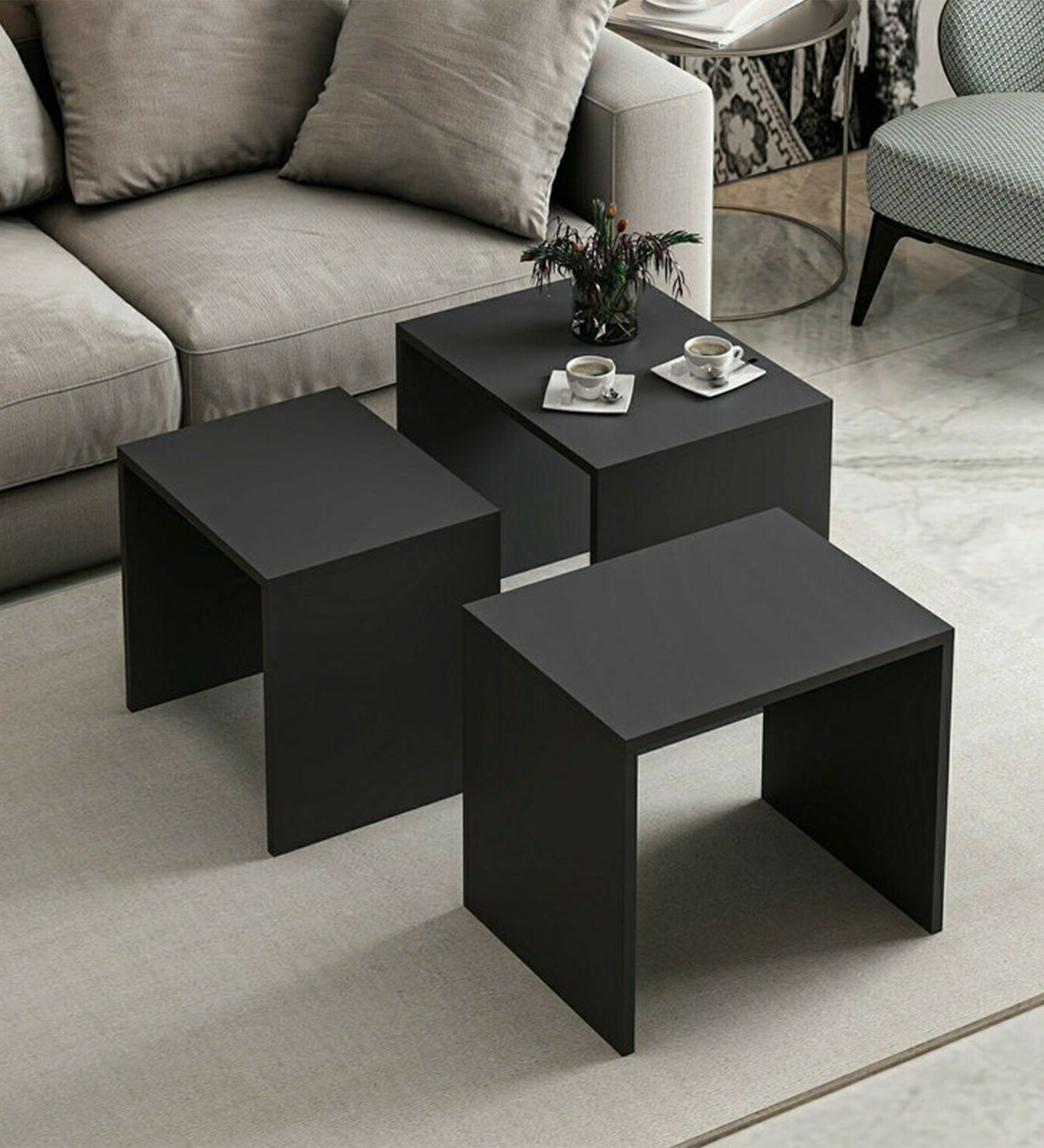 Inara Nesting Table In Dark Wenge Finish - Febonic Living