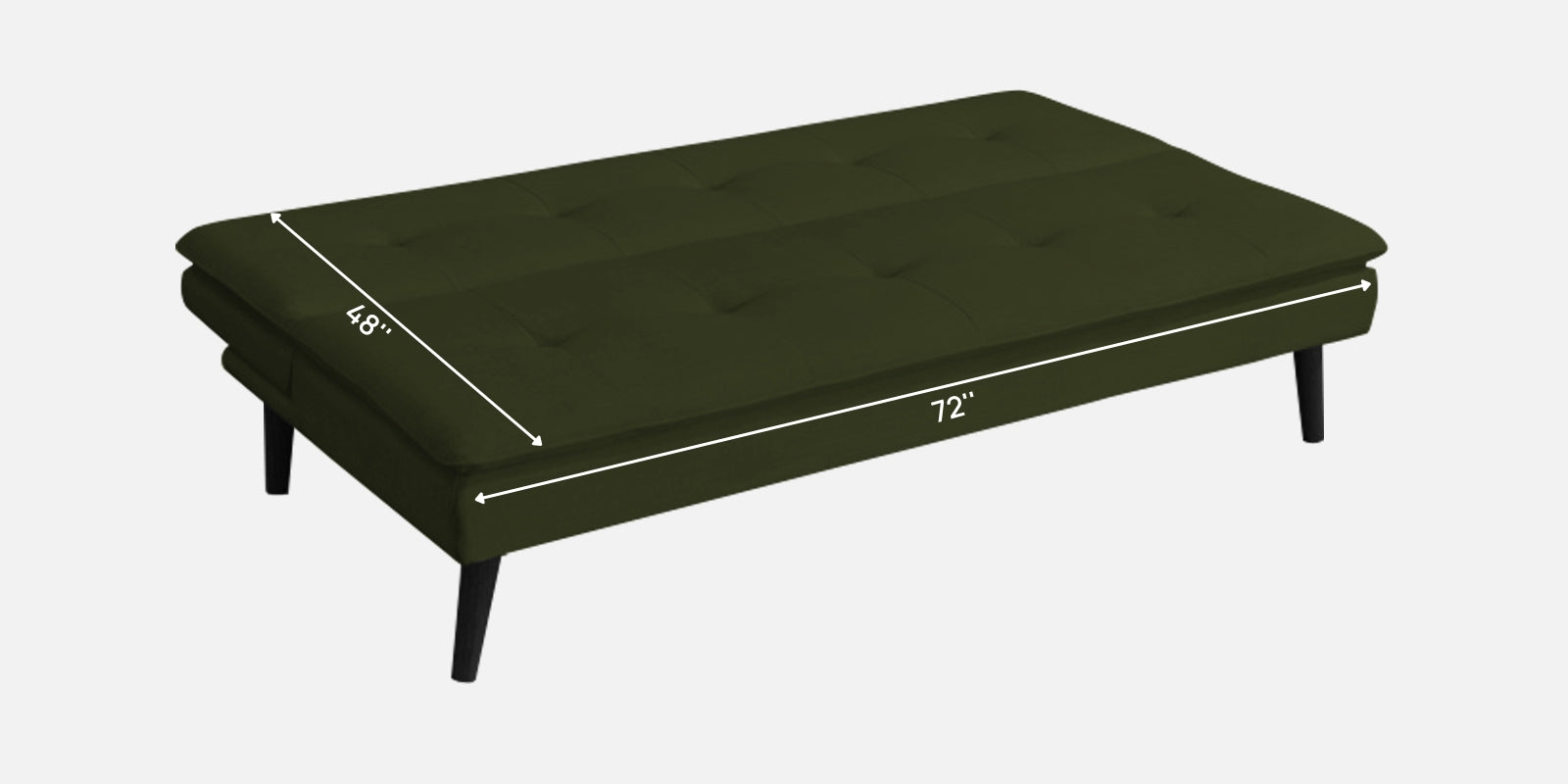 Toner Fabric 3 Seater Convertible Sofa Cum Bed In Olive Green Colour