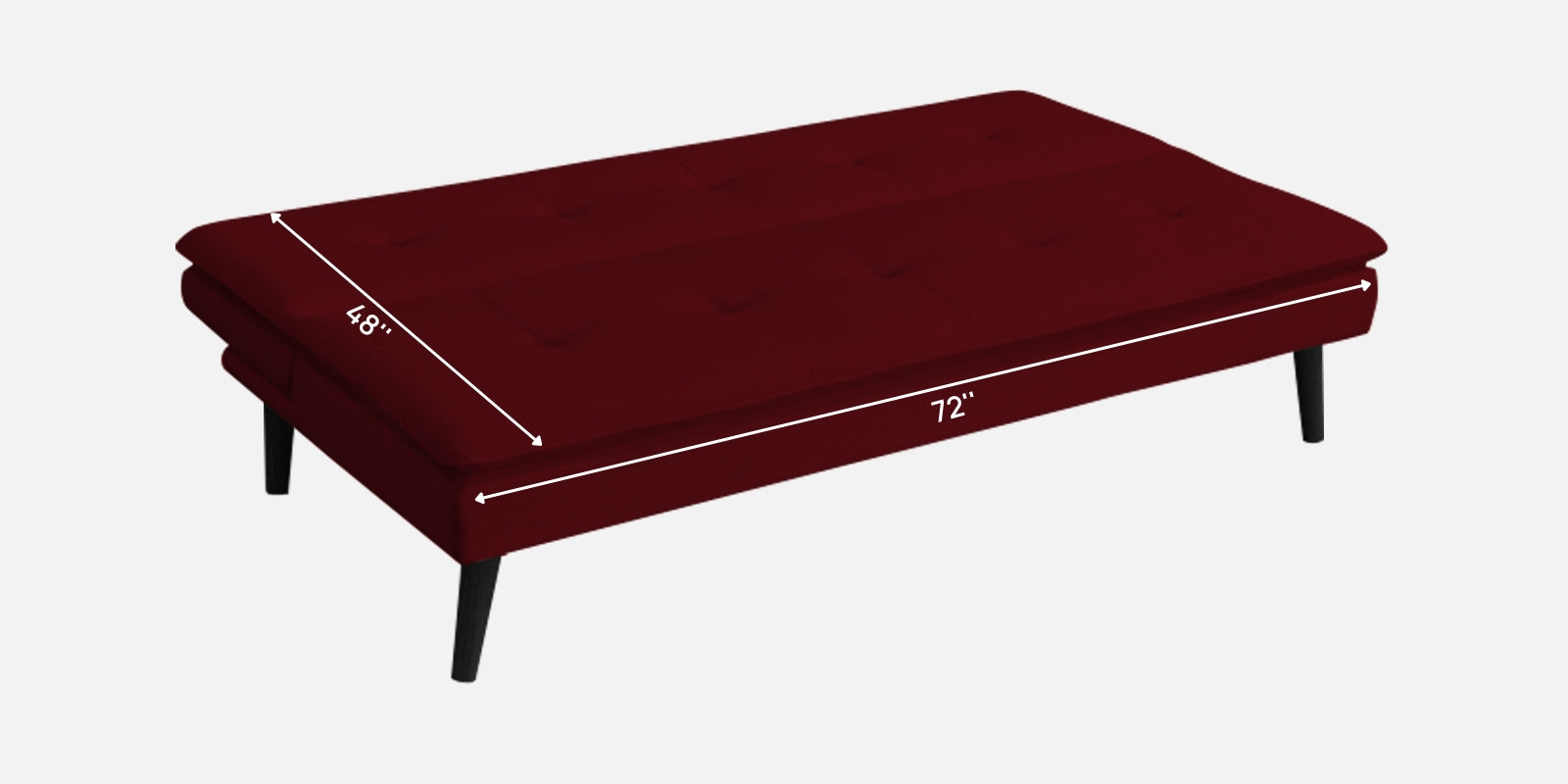 Toner Fabric 3 Seater Convertible Sofa Cum Bed In Blood Maroon Colour