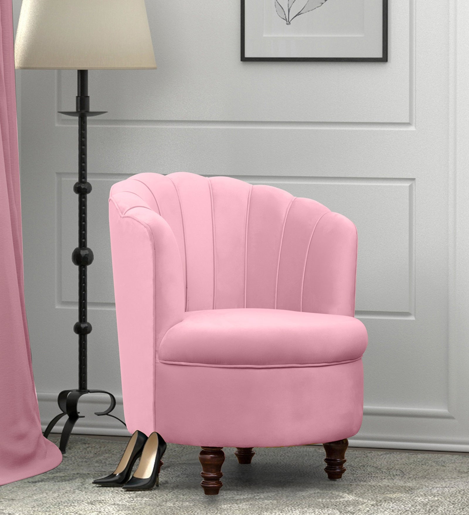 Clark Velvet Slipper Chair in Millennial Pink Colour - Febonic Living