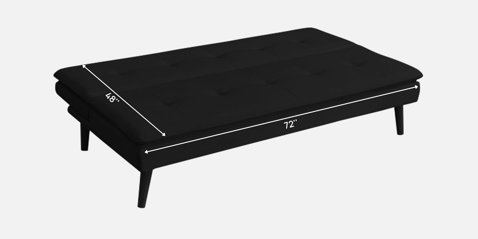 Toner Fabric 3 Seater Convertible Sofa Cum Bed In Zed Black Colour