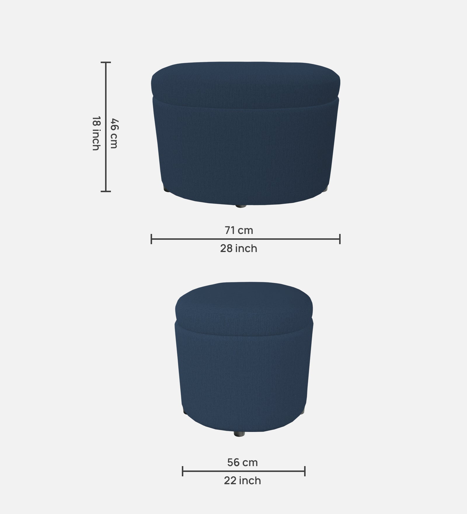 Ruggy Fabric Storage Ottoman in Denim Blue Colour - Febonic Living