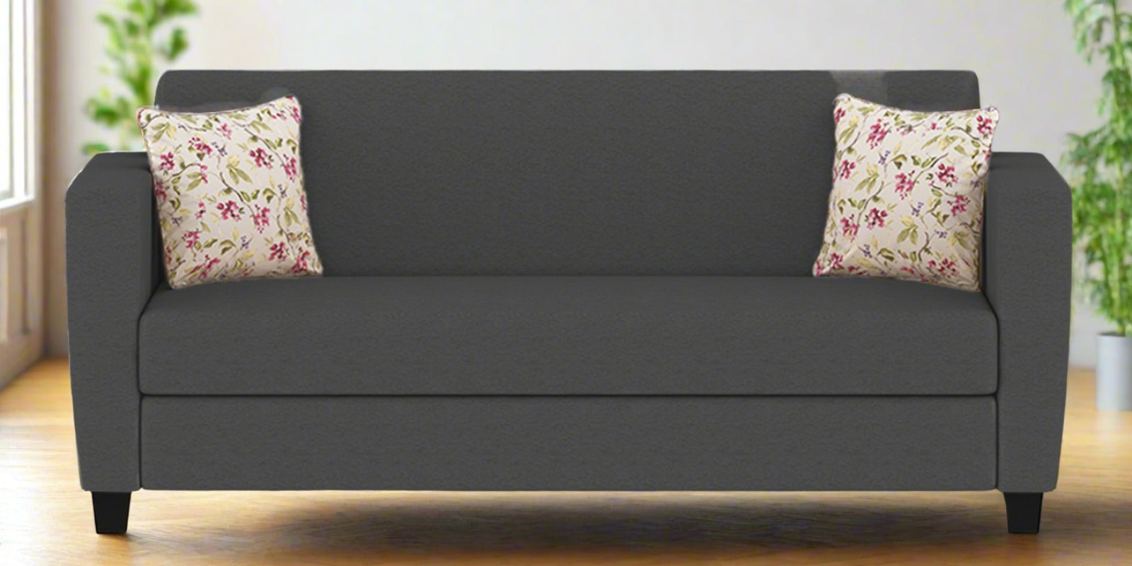 Gozi Fabric 3 Seater Sofa In Maba Grey Colour - Febonic Living