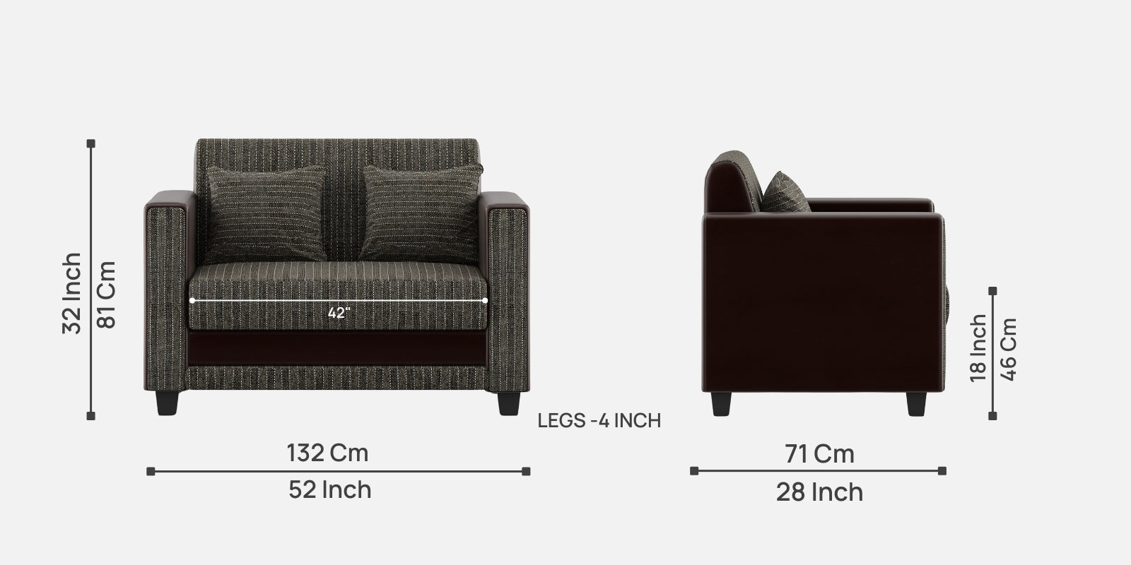 Juno Fabric 2 Seater Sofa In Lama Brown Colour - Febonic Living