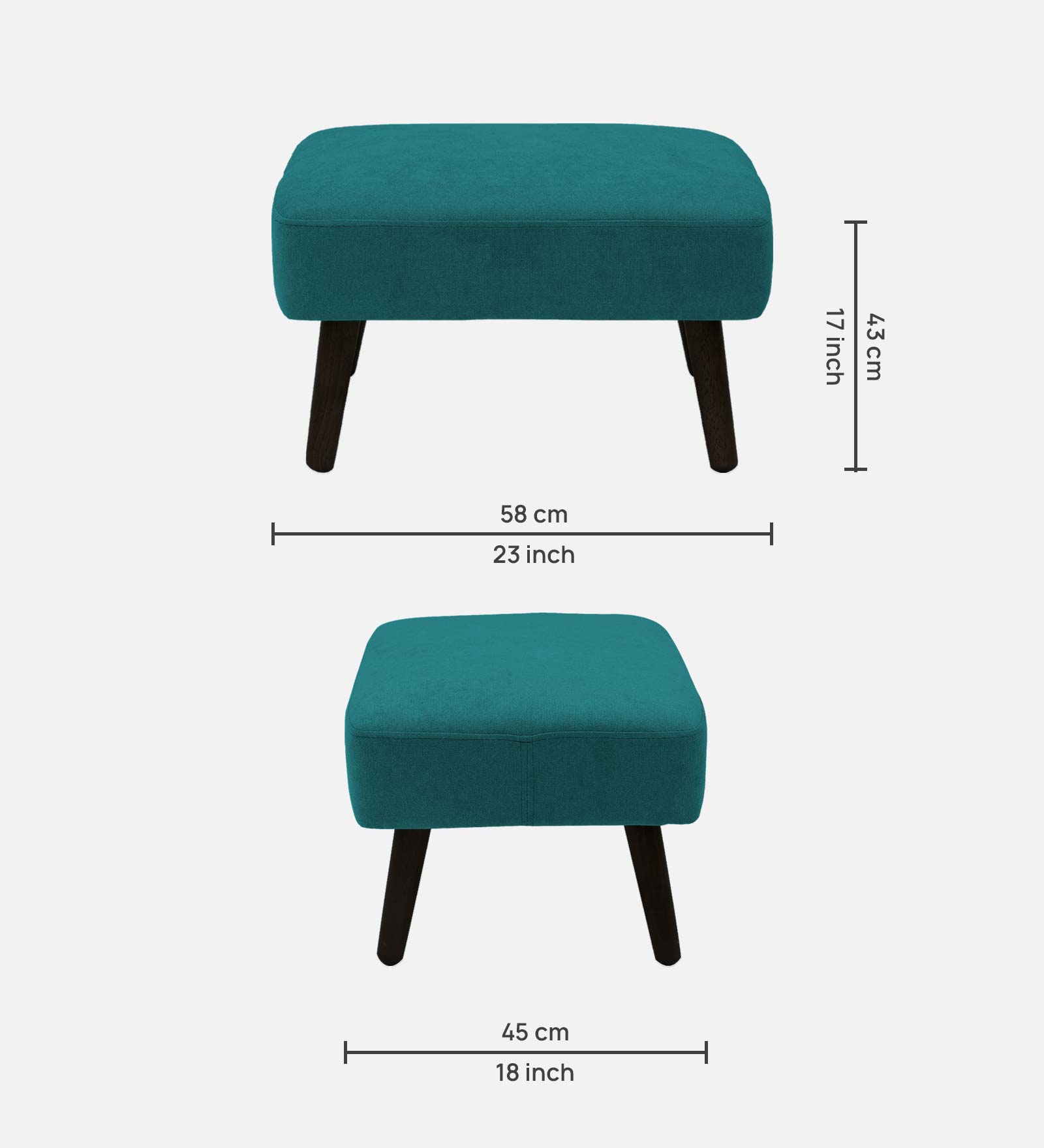 Luke Fabric Foot Stool In Sea Green Colour - Febonic Living