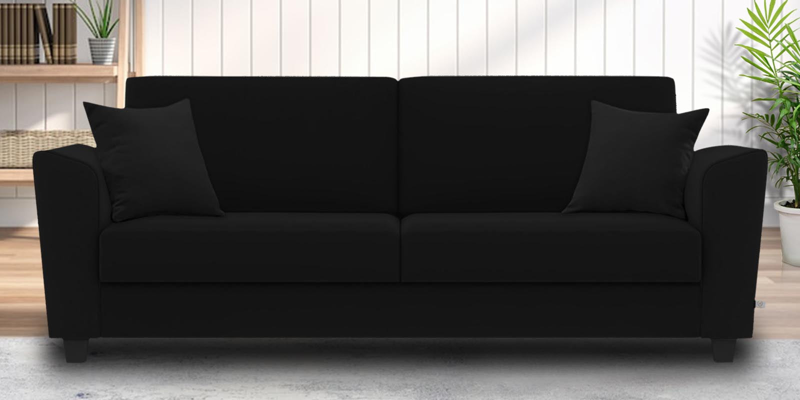 Daku Fabric 3 Seater Sofa In Zed Black Colour - Febonic Living