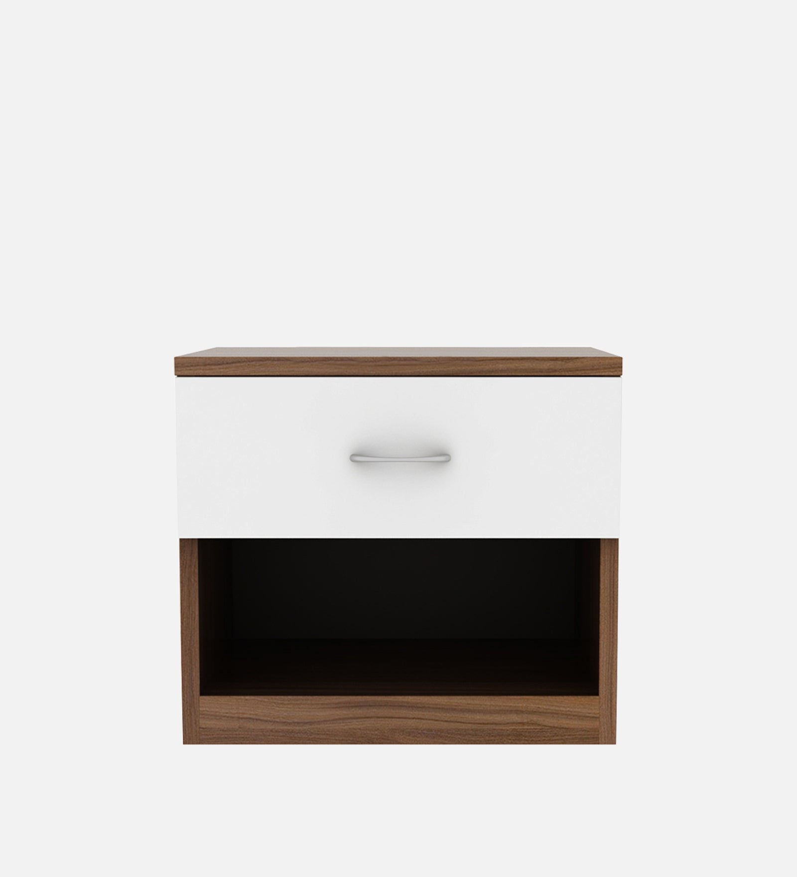 Rona Bedside Table With Drawer in Oral Walnut & Frosty White Finish - Febonic Living