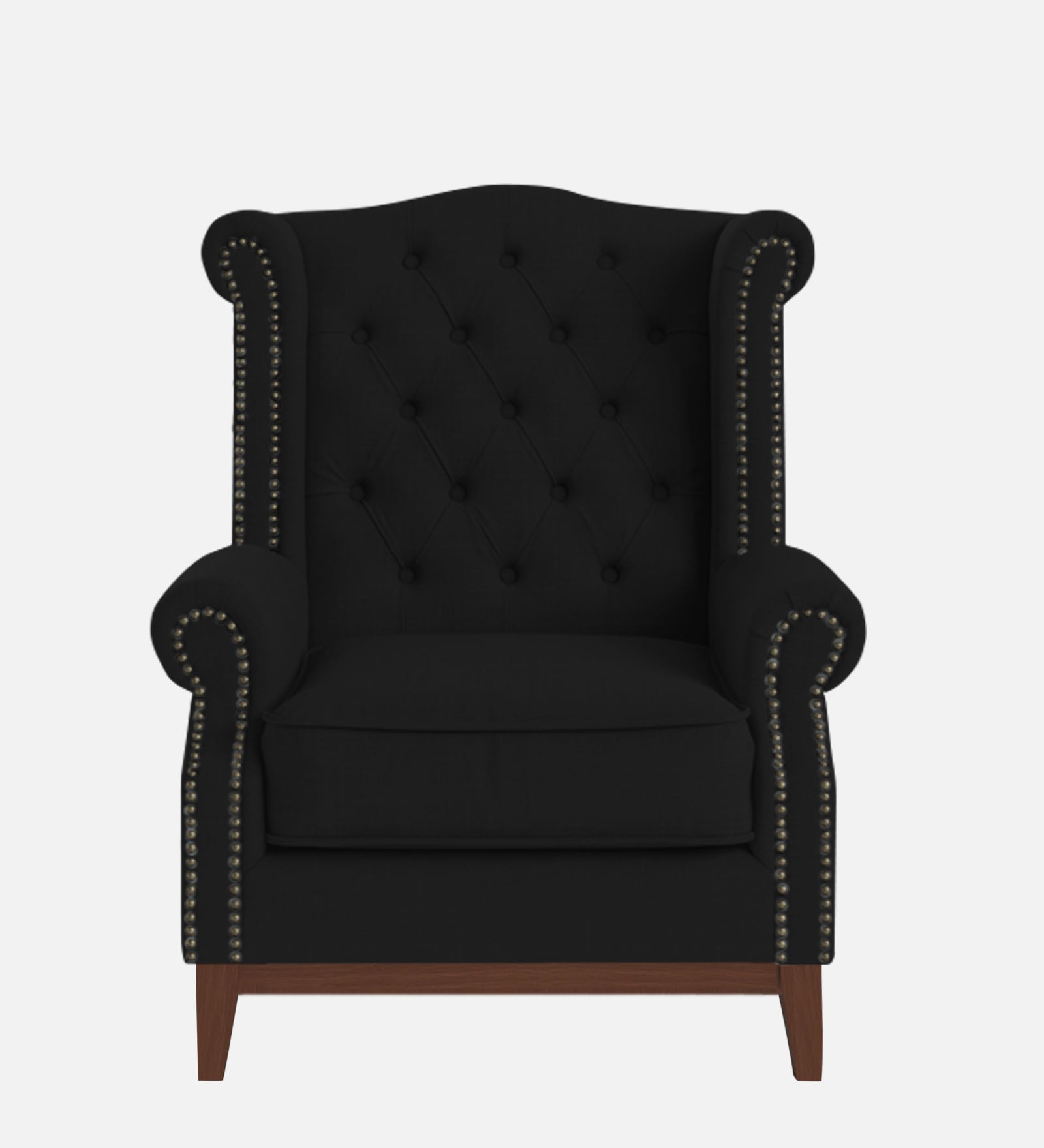 Nory Fabric Wing Chair In Zed Black Colour - Febonic Living