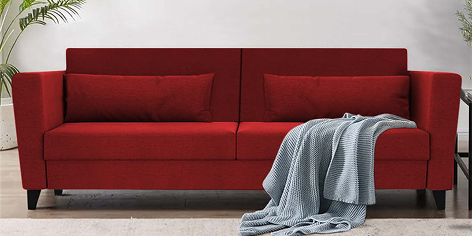 Tokyo Fabric 3 Seater Sofa In Blood Maroon Colour - Febonic Living