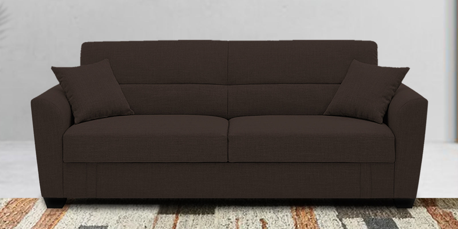 Bony Fabric 3 Seater Convertible Sofa Cum Bed In Coco Brown Colour - Febonic Living