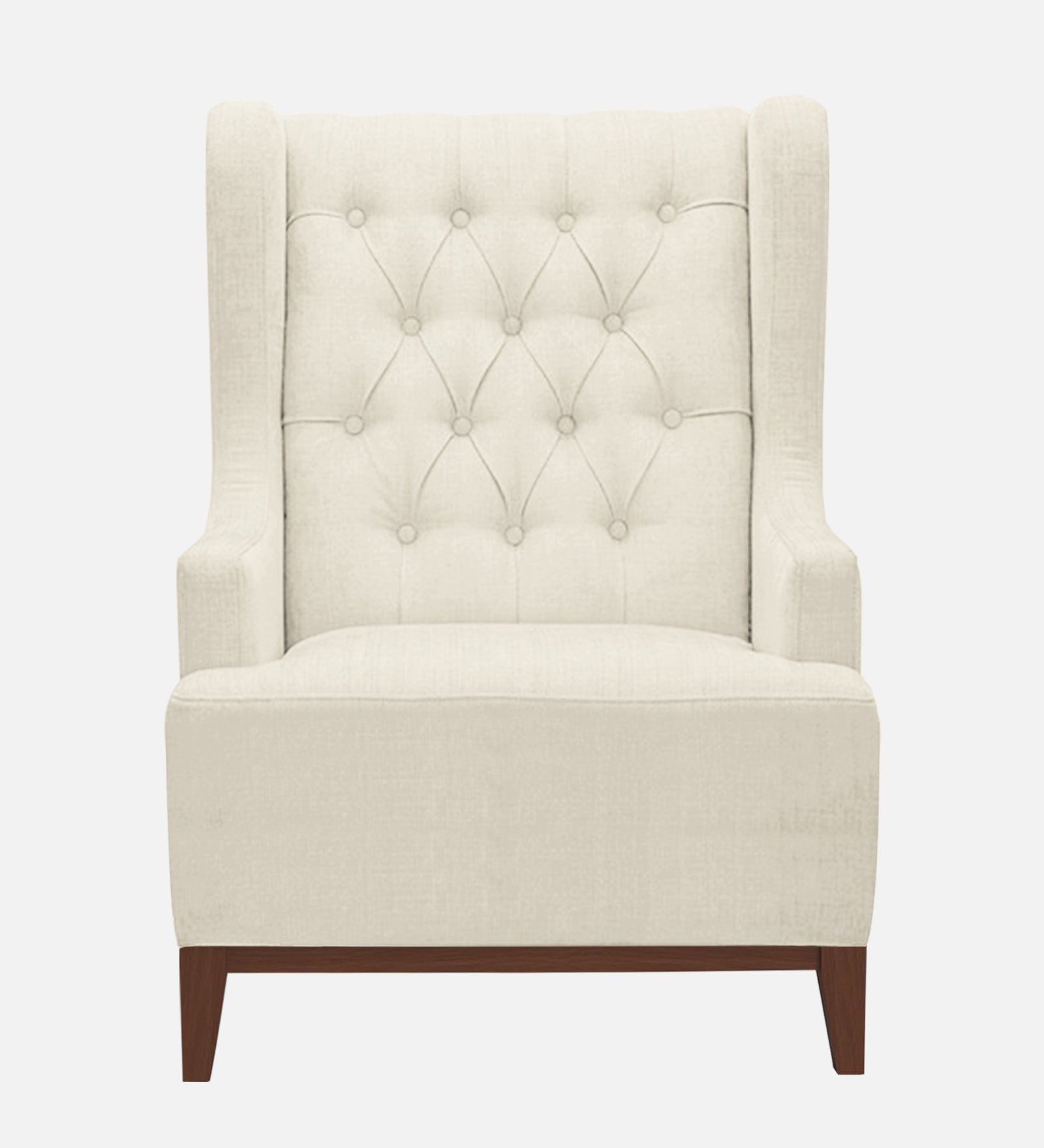 Kuchi Fabric Wing Chair In Ivory Cream Colour - Febonic Living